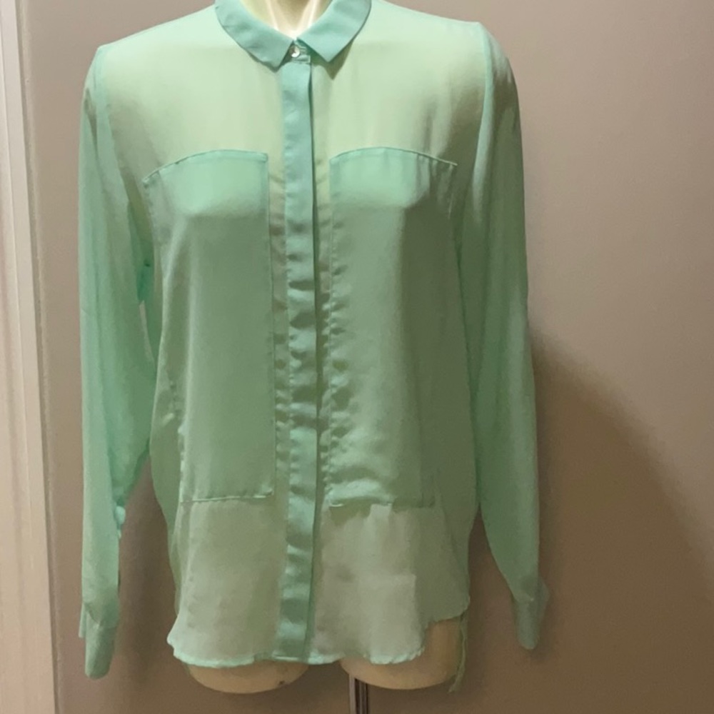 Sheer mint green blouse